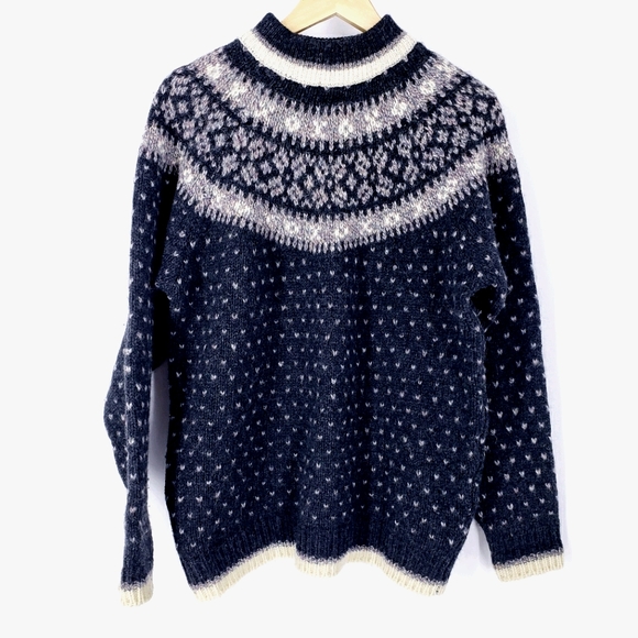 Vintage Sweaters - Vintage 100% wool nordic mock neck sweater